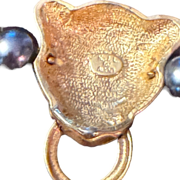 Kenneth Jay Lane Grey Pearl crystal enameled panther necklace & earrings Set - Picture 9 of 12